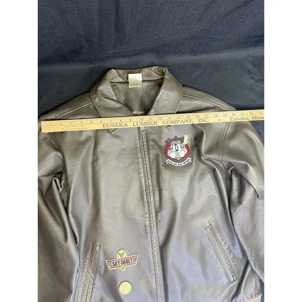 Disney Store Special Air Patrol MICKEY MOUSE Pilot Leather Bomber Jacket Medium